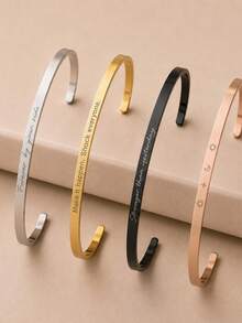 Personligt graverat manschettarmband, anpassat meddelande bangle, handskriftsmycke - Multifärgad - Visa 4