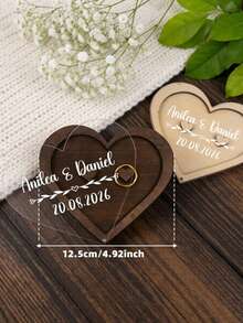 Custom Heart-Shaped Acrylic Ring Box, Laser Engraved Name And Date, Rotating Lid Wedding Jewelry Box, Bride Gift, Keepsake Box, Wedding Accessory, Gift Box, 2 Colors Available, Suitable For Engagement And Proposal - Multicolor - View 3
