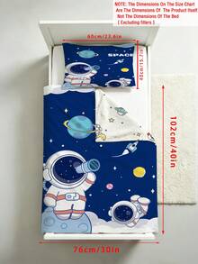 2/3pcs Deep Blue Astronaut Theme Children's Bedding Set, 100% Polyester 3D Double-Sided Printed Cartoon Pattern, Suitable For Boys And Girls (Filling Not Included), Also Suitable For Children's Room And Student Dormitory - Multicolor - View 14