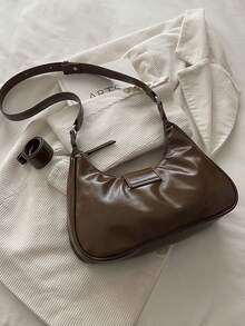 Niche Design Chain 2026 New Women's Bag Fashion Gothic Style Rivet Underarm Bag Handbag Shoulder Bag Solid Color Studded Chain Shoulder Bag - Brown - View 10