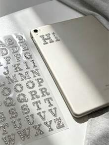 1pc Silver Rhinestone English Letter Decorative Stickers, Colorful English Letter Diamond 3D Stickers, Full Set Of 26 Hollow Rhinestone Letters With Tweezers, Self-Adhesive Backing, Phone Decoration Stickers, Laptop Decoration Stickers, Compatible With Phone Cases, Earphone Boxes, Tablets, Laptops, Headphone Shell Decoration Stickers - Letter Design - View 3