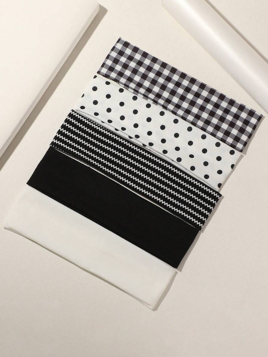 5PCS Vintage Polka Dot & Striped Print Women's Headbands, Suitable For Daily Commute, Sports And Fitness Use - 5PCS Multicolor - View 1