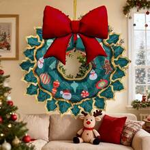 Christmas Wreath Foil Balloon With Red Bow Set, Suitable For New Year Party And Christmas Home Decor - View 1