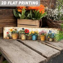 1pc 2D Flat Vintage Potted Flower & Butterfly Wall Hanging Decor, Rustic Style, For Kitchen, Balcony, Garden Party Home Decoration, Decorative Sign & Plaque (Random Style) - A - View 1