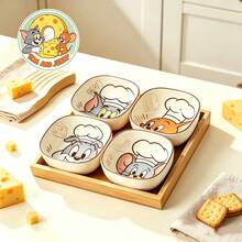 TOM AND JERRY. 1個官方正版超可愛陶瓷方碗，加厚防燙調料碟，耐用不褪色釉下彩，零食/沾醬多用途碗 - 彩色 - 查看 1