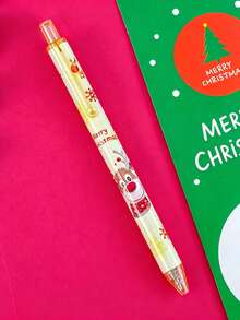 6/1pc Christmas Cartoon Click Neutral Pen 0.5mm Black, Santa Claus Reindeer Christmas Tree Pattern, Student Holiday Gift Writing Pen, Suitable For Festive Holiday Gift Giving - Multicolor - View 10