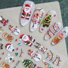 Christmas Self‑Adhesive Nail Stickers, Xmas Tree Santa Snowman Elk Candy Cane Bow Snowflake Pattern Nail Decals, Festive Winter Nail Art Decor For Salon & Home DIY Manicure - Multicolor - View 5