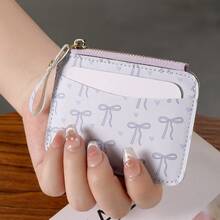Bow Card Holder, Ultra-Thin Student Small Card Wallet For Women, Card Sleeve Anti-Demagnetization Zipper Coin Purse - Multicolor - View 8