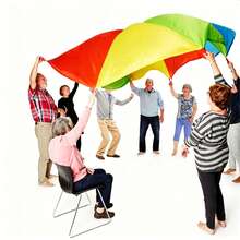 Rainbow Parachute, 6.56ft Long, Random Color, Outdoor Party Activities, Suitable For Cooperative Team Games, Family Team Building. - 2M - View 3
