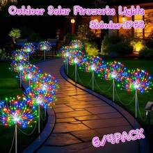 Solar Powered Lawn Firework Decorative Lights, Dual Color Warm And Colorful Options, 1PC 60LEDs And 4pcs 360LEDs Specifications, Radial Firework Shape Night Blooming Light And Shadow, Solar Charging By Day And Automatic Lighting By Night, Patio Pathway Courtyard, Outdoor Camping Festival Party Landscape Lights - Solar Fireworks Light - View 5