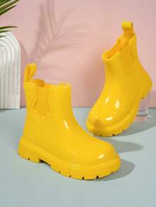 Girls' Colorful Short Rain Boots, Glossy Non-Slip Waterproof Outdoor Rain Shoes - Yellow - View 3