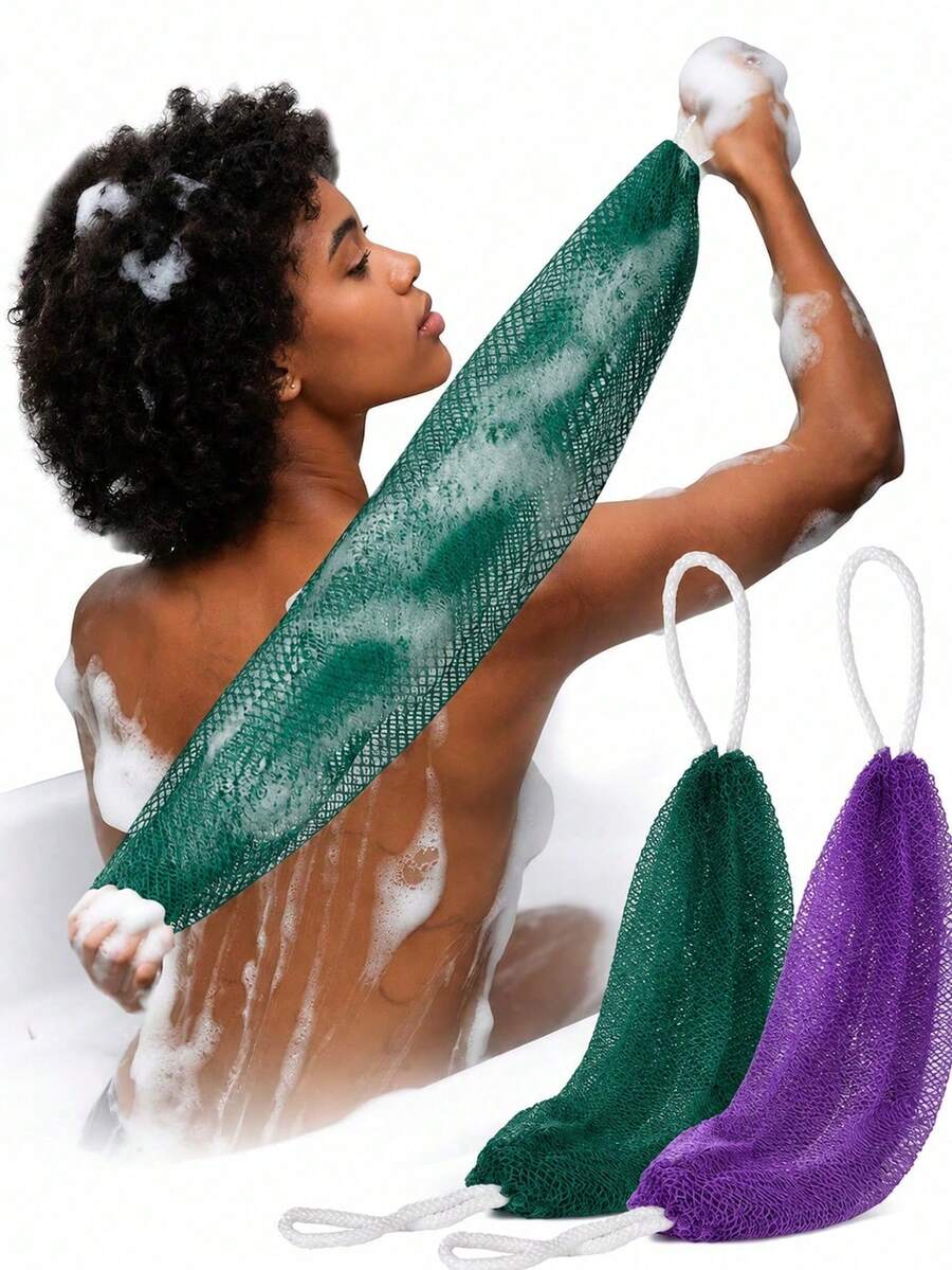 Authentic African Exfoliating Net Sponge, Suitable For Body And Back Scrubbing, Light Beige Nylon Fiber Bathing System, Stretchable Shower Sponge, Suitable For All Skin Types, Ideal For Daily Use - Multiple Styles - View 1