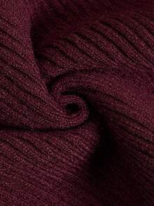 DONICY Gaun Rajut Midi Bodycon Lengan Panjang Leher Bulat Bergaris Burgundy untuk Wanita, Gaun Pesta Ramping Elegan untuk Pemakaian Sehari-hari di Musim Gugur dan Musim Dingin - Burgundy - View 3