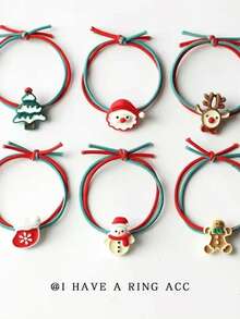 5/2/1 buah Ikat Rambut Natal Modis dan Karet Rambut Besar, Motif Rusa dan Santa Claus yang Lucu, Gaya Acak - MultiWarna - View 2