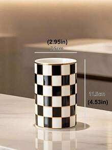 1pc Black And White Plaid Kitchen Utensil Holder, Bathroom Toothbrush Holder, Suitable For Kitchen Countertop And Bathroom Countertop Storage Rack, Country Style Kitchen Decor Storage, Can Be Used To Store Spoons And Other Cooking Tools, Modern Home Kitchen Accessories, Suitable For Home, Restaurant, Cafe Use. Decorative Countertop Storage Can, Suitable For Small Kitchen, Apartment - Multicolor - View 10