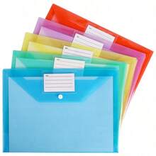 Transparent Snap Button File Bag PP Plastic Colorful Large Capacity A4 Document Bag Waterproof Exam Solid Color Office Material Bag - Multicolor - View 2