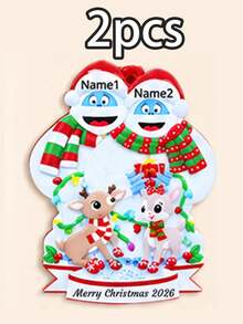 Custom Christmas Ornament, Whimsical Winter Christmas Decor, Personalized 2-9 Names Family Christmas Tree Decorations, Festive Holiday Home Decor, Customized 2026 Keepsake Gift, Customizable Hanging Ornament For Family, Couples, Friends - Style E - View 10