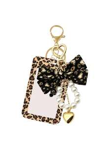 Leopard Print Bow Lanyard, Pearl Heart Keychain Card Holder, Suitable For Women's Office And School Use, Ideal Gift For Back To School Or Back To Work - Multicolor - View 19