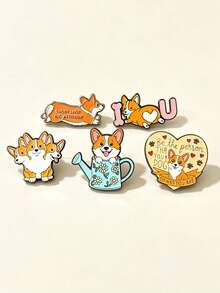 Cartoon Cute Corgi Metal Brooch Creative Animal Enamel Pin Versatile Clothing Bag Decoration Accessory - Multicolor - View 4