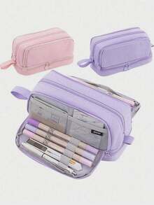 1pc Large Capacity Multi-Function Student Pencil Case, Portable Large Size Pencil Bag, Stationery Storage Box, Pencil Pouch, Back To School, First Day Of School - Single Piece - View 2