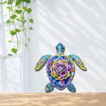 Colorful Floral Turtle Iron Wall Hanging, Creative Metal Turtle Wall Decor, Garden Home Wall Ornament - Flower Sea Turtle a - View 5