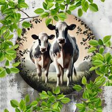 1pc Creative Cow Theme Wreath Sign, Round Iron Metal Decorative Sign, Suitable For Home, Cafe, Apartment, Restaurant, Hall Decoration, Holiday Gift (Random Hole Position) - A - View 4