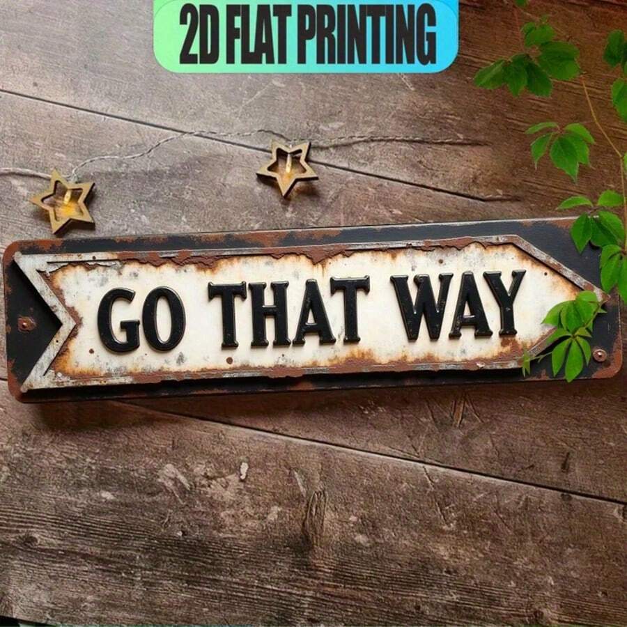 2D Flat Multi-Function English Sign "Vintage Arrow Directional Sign", Suitable For Bar, Living Room, Restaurant, Hotel, Room, Restaurant, Office, Garage, And Halloween 2025 And Christmas Holiday Decor (Random Style) - A - View 1