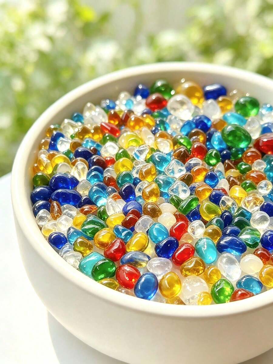 100/200/300/500g Assorted Color Glass 0.5-1cm, Reusable Dye-Free Vase Filler, Aquarium, Fish Tank, Potted Plants, Succulents - View 1