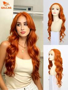 Dark Green And Orange-Red Wavy Synthetic Lace Front Wig (13x4) – Pre-Plucked Hairline, HD Transparent Lace – Suitable For Daily Wear And Beginners – 24 Inches - Multicolor - View 10