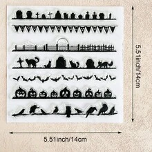 Halloween Clear Silicone Stamps With Pumpkin Ghost Witch Bat Cat Castle Patterns For Scrapbooking, Card Making & DIY Paper Crafts - Halloween-3 - View 28