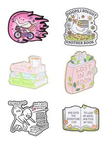 Bookworm Reading Theme Lapel Pin Pack, Bookish Quote Brooch Accessory Gift For Readers - AB4567 - View 12