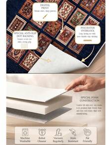 Digitally Printed Non-Slip Washable Runner And Area Rug Suitable For Living Room, Outdoor, Bedroom, Kitchen Carpet, Modern Design | Modern, Scandinavian, Bohemian And Classic Styles | 100% Polyester - Multicolor - View 5