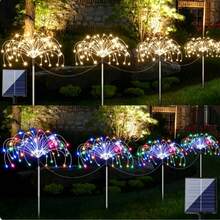 Solar Powered Lawn Firework Decorative Lights, Dual Color Warm And Colorful Options, 1PC 60LEDs And 4pcs 360LEDs Specifications, Radial Firework Shape Night Blooming Light And Shadow, Solar Charging By Day And Automatic Lighting By Night, Patio Pathway Courtyard, Outdoor Camping Festival Party Landscape Lights - Solar Fireworks Light - View 10