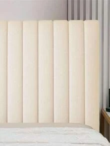 Hexagon Pattern Quilted Soft Bread-Style Headboard Cover, Thick Solid Color Dust-Proof Protective Headboard Cover, All-Season Bedding Accessory, Fixed Adhesive Headboard Cover, Elastic Stretchable Back, Detachable - Off-white - View 3
