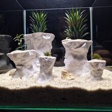 Stacked Rock Cave Basking Platform | Pure White Decor Piece | Waterproof Material | Suitable For Fish, Lizards, Geckos, Turtles | Reptile Tank & Semi-Aquatic Tank Decoration - White - View 7
