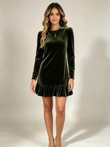 Women Short Dresses - Dark Green - View 5