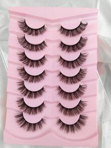 7 Pairs Fluffy Cat Eye False Eyelashes Natural & Realistic Mink Lashes Soft & Voluminous Long Wispy Ends Suitable For Daily Use - Black - View 6