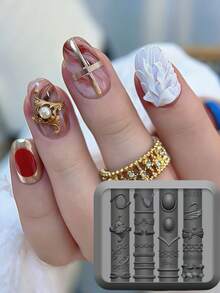 DIY High Transparency 3D Decorative Ring Collection Six-Pointed Star Nail Art Embossed Carved Ornament Silicone Nail Art Mold - Clear - View 5