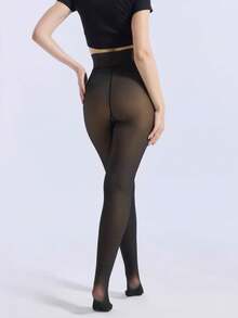 1 Pair Thickened Warm Tights, High Elasticity Semi-Transparent High Waist Design, Suitable For Autumn/Winter, Comfortable And Warm - Multicolor - View 17