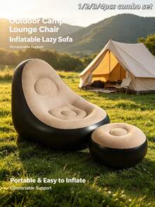 1/2/3/4pcs Camping Essential Inflatable Sofa Bed Combo Set, Can Be Used As Inflatable Mattress, Portable Foldable Comfortable Outdoor Gear For Summer, Suitable For Park, Beach And Home, Holiday Essential, Ideal Gift For Mother's Day, Father's Day And Back To School Season (Random Style) - Multicolor - View 4