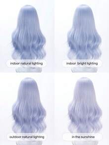 alicegarden 28-Inch Long Synthetic Wig Featuring A Natural Wavy Style In A A Stunning Blue. Middle Part Design , This False Hairpiece Is Perfect For Ms Daily Party Cosplay Use, Offering A Natural And Natural Durable Wig Gift For Ladies. (No Accessories) - Blue - View 11