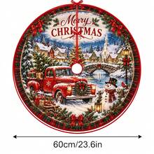1件紅色皮卡雪鎮圖案聖誕樹裙，優雅節日裝飾，5種尺寸，中性節日禮物，適用於居家與派對聖誕裝飾 - 紅皮卡雪景小鎮 - 查看 15