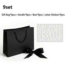 6pcs Groomsmen Gift Paper Bags With Letter Name Stickers, Black Personalized Gift Bags With Satin Bows And Rope Handles, Suitable For Wedding Party Favors, Bridal Shower Gift Packaging - Black Series - View 16