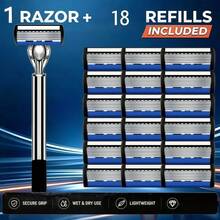 Men Manual Shaving Razor Kit, 2 Handles +30 Refill Blades, Lightweight Secure Grip Razor For Wet & Dry Shave - Multicolor - View 15