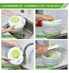 Escurridor de Verduras, Escurridor de Ensalada de Plástico Gran Capacidad, Fácil de Usar para Cocina, Lavar y Secar Lechuga y Hortalizas - L - Ver 6