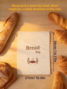 3pcs Linen Bread Bags, Suitable For Homemade Bread, Size 15.7*11.8 Inches, Unbleached Reusable, Natural Large Bread Storage Bags, Suitable For Handmade Bread - View 5