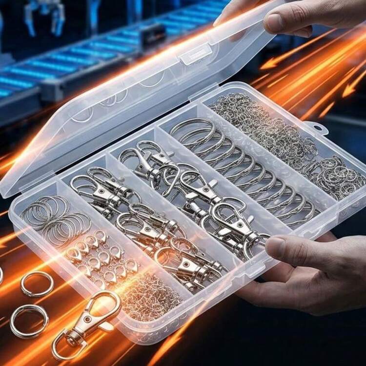 524件金屬龍蝦扣手工DIY材料套件 吊墜鑰匙圈掛件裝飾配件 珠飾工具 鑰匙圈 - 銀色 - 查看 4