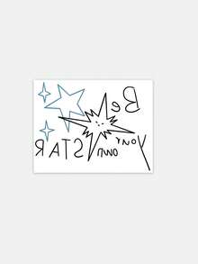 1pc Temporary Tattoo Sticker, Simple Line Star With Slogan Be Your Own Star Pattern, Realistic Fake Tattoo Design, Suitable For Daily, Bachelorette Party Favors, Music Festivals, Cosplay, Graduation Gifts, Lasts 3-5 Days - Multicolor - View 3