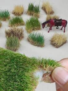 1 Box Seasonal Mini Artificial Grass Clump Model, 2.28*3.35in Simulated Sand Table Grass/Miniature Grass Tuft/Fake Grass Ball, Suitable For Various Scene Decoration, Train Track Miniature Landscape Model, Garden Model Landscape And Architectural Scene Layout DIY Material, Miniature Accessories - Grass Tuft - View 3