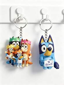 MASSDI Dual Design Themed Key Chain Set, Exquisitely Sculpted Silicone Ornaments With Party Crown Family And Text Sign, Reinforced Metal Chain Connectors, Accessory For Fan Collectibles And Gift Selection - Multicolor - View 1